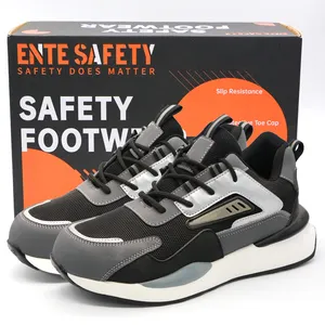 ENTE SAFETY Steel Toe Grey Safety Shoes Workers Breathable Footwear Rubber Shoes For Men