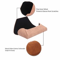 Étui à lunettes en nubuck, couleur unie, minimaliste, tendance, boîte de rangement pour lunettes, étui à lunettes de soleil pliable triangulaire, vente en gros