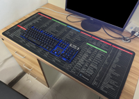 Tapis de souris avec raccourcis clavier, tapis de bureau, tapis de clavier pour ordinateur, accessoires informatiques, tapis de souris antidérapant, impression haute définition personnalisée