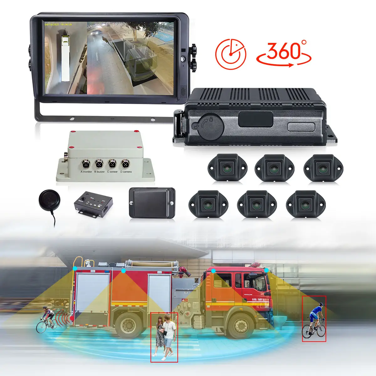 STONKAM HD 3D 360 degrés camion surround bird view système de caméra de véhicule 6 caméras de voiture pour camion bus vente en gros étanche