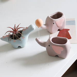 Pots en céramique en forme de fleur créative pour plantes, pots à succulentes en forme d'éléphant de dessin animé, dinosaure, décoration d'intérieur mignonne, maceta casa - Product Image 3