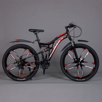 Vélo de montagne tout suspendu 26 pouces 21 vitesses, roues à 10 rayons en alliage et freins à disque doubles, vélo tout-terrain pour adultes