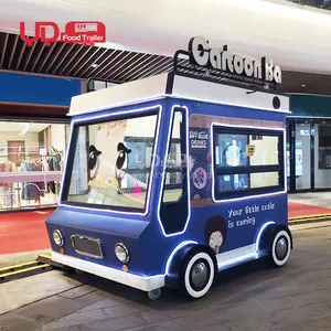 街头移动4轮电动面包车迷你甜甜圈食品车快餐车待售
