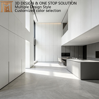 Meubles de cuisine architecturaux de luxe italiens avec des unités hautes du sol au plafond, modernes, sans poignées, modulaires et sur mesure pour villas