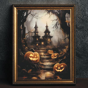 SQ recién llegado decoración de pared de Halloween <span class=keywords><strong>pintura</strong></span> lienzo impresiones calabaza casa embrujada <span class=keywords><strong>bruja</strong></span> murciélago lienzo <span class=keywords><strong>pintura</strong></span> - Product Image 5