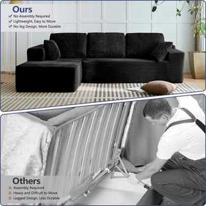 Modern Convertible L-Shape Sofa <b>Bed</b> with Memory Foam, Vacuum Packed for Living Room Lounge & Guest Room Use - Product Image 6