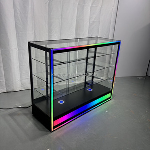 Full Vision Tempered Glass <strong>Showcases</strong> with Color Base for Tobacco Shop Wall Display Cabinet Heavy LED Light - Product Image 4