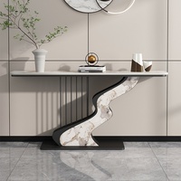 Console décorative murale électrique en ardoise personnalisée avec plateau en marbre pour entrée/hall/salon – Luxe