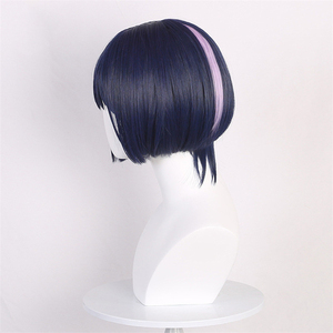 Genshin Impact peluca <span class=keywords><strong>Scaramouche</strong></span> azul de seda de alta temperatura pelo corto y liso Cosplay Anime peluca - Product Image 3