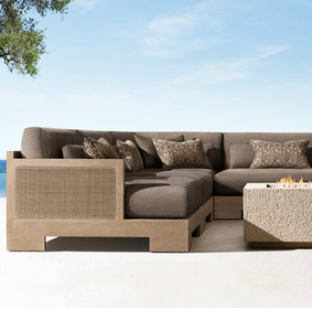 Ensemble de canapé modulaire de mot solide de jardin nordique haut de gamme Villa de plage Table de canapé en teck mobilier d'extérieur - Product Image 3