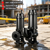 Pompe submersible pour eaux usées série WQ 20HP 15kW, hauteur de refoulement 50m, débit 60m³/h, en acier inoxydable 304, grande capacité, avec contrôle automatique