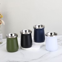 Tasse à Yerba Maté Isotherme Personnalisée 8oz, Gourde en Acier Inoxydable à Double Paroi pour Ensemble de Tasses à Thé Style Américain, Utilisation Camping et Maison