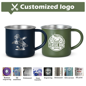 Tùy Chỉnh 400Ml Duy Nhất Tường Thép Không Gỉ Bột Tráng Du Lịch Đi Bộ Đường Dài Cắm Trại Lửa Trại Cốc Cà Phê Với Xử Lý - Product Image 5