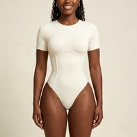 Body sculptant pour femme en nylon antibactérien, T-shirt amincissant à manches courtes, effet seconde peau, pour Pilates et Yoga