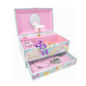 Wholesale Customized Cute Wooden Unicorn Ballerina Musical Box Jewelry Storage Box Gift For Girls