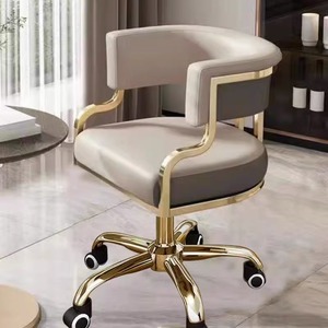 Station de maquillage moderne en cuir PU durable et confortable avec miroir, pour salon de beauté, salon de manucure, bureau, centre commercial, utilisation en extérieur, réglable en hauteur et rotative - Product Image 1