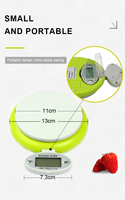 Balance de cuisine numérique avec écran LCD et bol rond pour peser les aliments, alimentée par piles