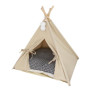 Perrera plegable para viajes, cama para mascotas, tienda semicerrada con cojín extraíble para gatos y perros con patrón de animales, jaula para mascotas - Product Image 5