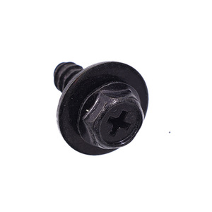 Vis autotaraudeuse hexagonale avec rondelle 6 mm x 18 mm en métal noir, droite, métrique, pour l'industrie générale - Product Image 2