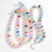 Collier Quotidien Adorable : Accessoire DIY Fait Main avec Perles Colorées Plates et Perles Rondes Acryliques Transparentes pour Femmes et Filles