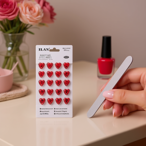 Adesivi a Forma di Cuore con Strass Ilan Rossi 18 mm 24 Pezzi Decorazioni per Nail Art - Product Image 3