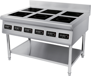 Cuisinière à induction commerciale haute puissance 3500W*6/5000W*6, robuste, avec 6 brûleurs pour cuisine de restauration, dotée d'une fonction Hotpot - Product Image 1