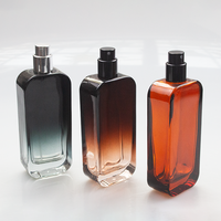 Flacon pulvérisateur en verre dégradé de luxe avec logo personnalisé pour parfum, cosmétique, sérum, mascara, forme rectangulaire, couleurs personnalisées