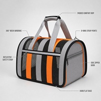 Sac de transport pliable pour animaux de compagnie, sac de voyage pour chat, grand espace, maille respirante, tissu Oxford, sac à main avec anneau en D, bandes réfléchissantes 3