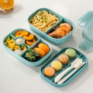 Boîte à bento de 1900ml 3 empilables pour adultes/enfants avec ensemble de couverts Pot étanche adapté aux sorties pique-nique à l'école - Product Image 2