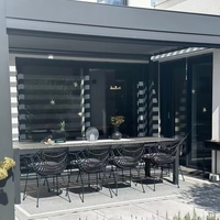 Système de toit de pergola motorisé moderne à lames orientables en aluminium, pare-soleil étanche pour patio extérieur, gazebo, jardin