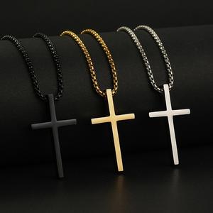 심플한 개성 크로스 펜던트 유럽 및 미국 힙합 트렌디 어린이용 합금 링크 체인 목걸이 - Product Image 1