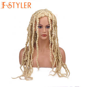 FSTYLER Venta caliente largo Rubio <span class=keywords><strong>rastas</strong></span> calidad fibra venta al por mayor venta a granel fábrica personalizar moda Unisexual <span class=keywords><strong>peluca</strong></span> diaria - Product Image 1