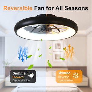 21.7" Sleek Black Ultra-Thin <b>Ceiling</b> <b>Fan</b> with Light 6-Speed Reversible Fandelier Silent Motor Farmhouse Modern Decor for Bedroom - Product Image 3