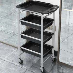 Carrito de Almacenamiento Móvil con Ruedas para Estilistas, Uso Profesional, Diseño Simple en Negro, Mueble de Salón de Belleza con Cajones - Product Image 3