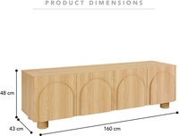 Meuble TV AJUNION, style nordique, pour salon, en MDF avec placage en chêne, meuble TV, unité de divertissement, table TV, console d'entrée