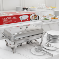 Réchaud de buffet rectangulaire professionnel en acier inoxydable 410 de qualité alimentaire, 9 L, alimenté au combustible, équipement de maintien au chaud des aliments