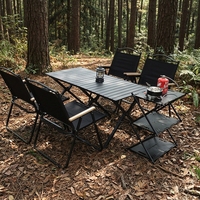 Ensemble table pliante et chaise Kermit d'extérieur en tissu Oxford et acier haute teneur en carbone – Style de vie décontracté, rangement portable, camping