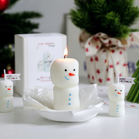 Bougie Bonhomme de Neige de Noël Parfumée en Cire de Soja Aromathérapie Faite à la Main Créative Esthétique 3D Décoration Hiver Maison Cadeau Fêtes de Fin d'Année