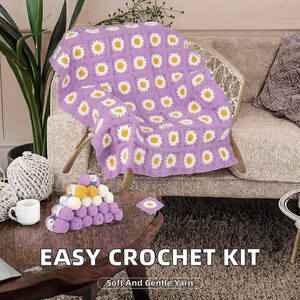 Kit de <span class=keywords><strong>crochet</strong></span> pour débutants - Fils doux, instructions détaillées, kit de démarrage complet pour couverture Daisy, DIY facile - Product Image 6