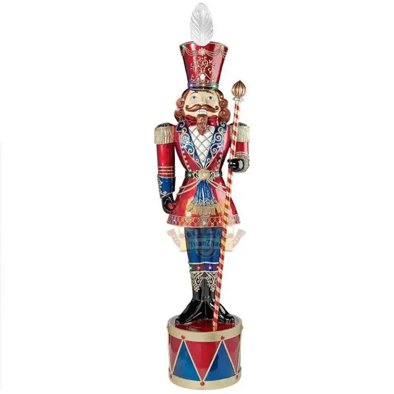 Outdoor Christmas decoration product fiberglass resin life size nutcracker soldier statue for sale
