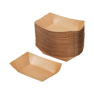 Plateau de nourriture en papier de bateau en papier kraft brun jetable de haute qualité pliant de qualité alimentaire - Product Image 1