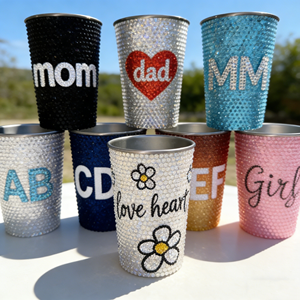 Custom Logo 20oz 30oz 40 oz Mug Travel Stainless Steel 600ml 350ml 400ml 16oz Beer Cup with Straw & <b>Lid</b> Rhinestone Bling Studded - Product Image 1