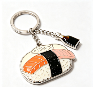 Porte-clés en émail personnalisé, pendentif alimentaire, porte-clés en métal, fait main, léger, souvenir, cadeau - Product Image 1