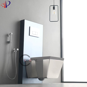 WC suspendu carré en céramique de haute qualité européenne, sans rebord, à poser contre le mur. - Product Image 1