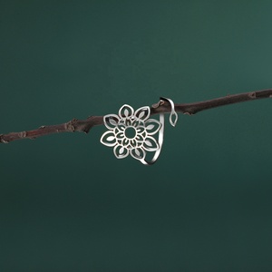 Cincin baja tahan karat bunga matahari filigri cincin jari dapat disesuaikan terbuka wanita perhiasan <span class=keywords><strong>Bohemian</strong></span> Buddha hadiah pernikahan - Product Image 1