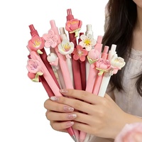 HUA Çok Satan Spor Logolu Kalem 1.0mm Plastik Pembe Çiçek Şeklinde Basmalı 3D Dekorlu Klipsli Öğrenci Bahar Hediyesi