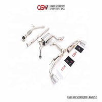Système d'échappement complet flexible en acier inoxydable avec embouts chromés doubles pour VW Scirocco 2.0T R Style Année 2009
