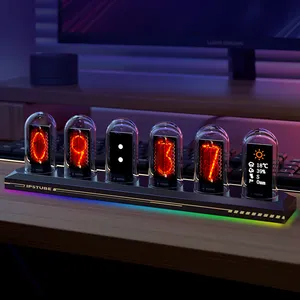 RGB Glow clock analog Nixie tube IPS color screen desktop fun gift for image sharing text retention and interaction