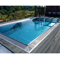Piscine hors sol en acier inoxydable avec structure en acier pour l'extérieur, kit de piscine avec éclairage