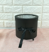 Boîte à fleurs ronde à 2 niveaux, boîte à fleurs à double étage avec tiroir rotatif, emballage cadeau pour fleuriste avec couvercles transparents et ruban